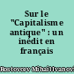 Sur le "Capitalisme antique" : un inédit en français
