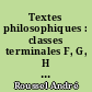 Textes philosophiques : classes terminales F, G, H : nouveaux programmes édition 1992