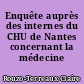 Enquête auprès des internes du CHU de Nantes concernant la médecine palliative