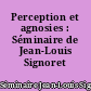 Perception et agnosies : Séminaire de Jean-Louis Signoret