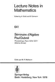 Séminaire d'algèbre Paul Dubreil : proceedings, Paris 1976-1977 (30ème année)