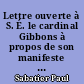 Lettre ouverte à S. É. le cardinal Gibbons à propos de son manifeste sur la séparation des Églises et de l'État en France