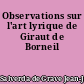 Observations sur l'art lyrique de Giraut de Borneil