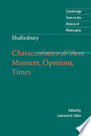 Characteristics of men, manners, opinions, times
