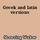 Greek and latin versions