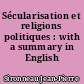 Sécularisation et religions politiques : with a summary in English