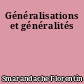 Généralisations et généralités