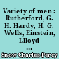 Variety of men : Rutherford, G. H. Hardy, H. G. Wells, Einstein, Llloyd George, Winston Chrurchill, Robert Frost, Dag Hammarkjöld, Stalin