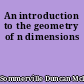 An introduction to the geometry of n dimensions