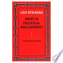 What is political philosophy ? : and other studies
