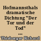 Hofmannsthals dramatische Dichtung "Der Tor und der Tod" : Vortrag am Österreischischen Kulturinstitut, 17.11.1972