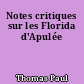 Notes critiques sur les Florida d'Apulée