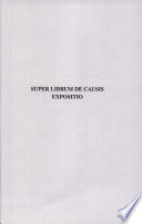 Super librum de causis expositio : [avant-propos et introduction] par H.D. Saffrey