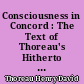 Consciousness in Concord : The Text of Thoreau's Hitherto "Lost Journal" (1840-1841)