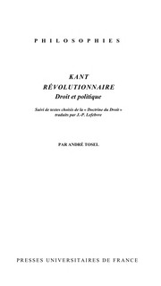Kant révolutionnaire : droit et politique