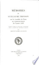 Mémoires de Guillaume Tronson sur les troubles de Paris au commencement de l'année 1649