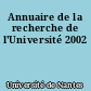 Annuaire de la recherche de l'Université 2002