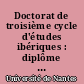Doctorat de troisième cycle d'études ibériques : diplôme d'études approfondies : séminaires 1975-1977