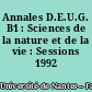 Annales D.E.U.G. B1 : Sciences de la nature et de la vie : Sessions 1992
