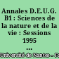 Annales D.E.U.G. B1 : Sciences de la nature et de la vie : Sessions 1995 (janvier, mai, juin)