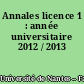 Annales licence 1 : année universitaire 2012 / 2013