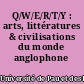 Q/W/E/R/T/Y : arts, littératures & civilisations du monde anglophone