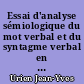 Essai d'analyse sémiologique du mot verbal et du syntagme verbal en breton contemporain