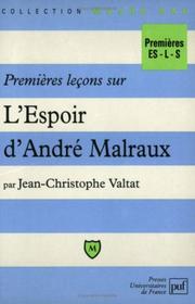 Premières leçons sur "L'espoir" d'André Malraux