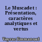 Le Muscadet : Présentation, caractères analytiques et vertus thérapeutiques