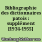 Bibliographie des dictionnaires patois : supplément [1934-1955]