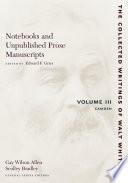 Notebooks and unpublished prose manuscripts : vol.III : Camden