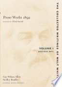 Prose works 1892 : vol.I : Specimen days