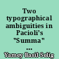 Two typographical ambiguities in Pacioli's "Summa" and the difficulties of its translators
