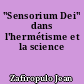 "Sensorium Dei" dans l'hermétisme et la science