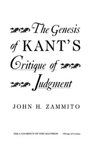 The genesis of Kant's "Critique of judgment"