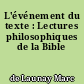 L'événement du texte : Lectures philosophiques de la Bible